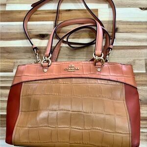 Coach Tri-color Croc-Embossed Shoulder Bag